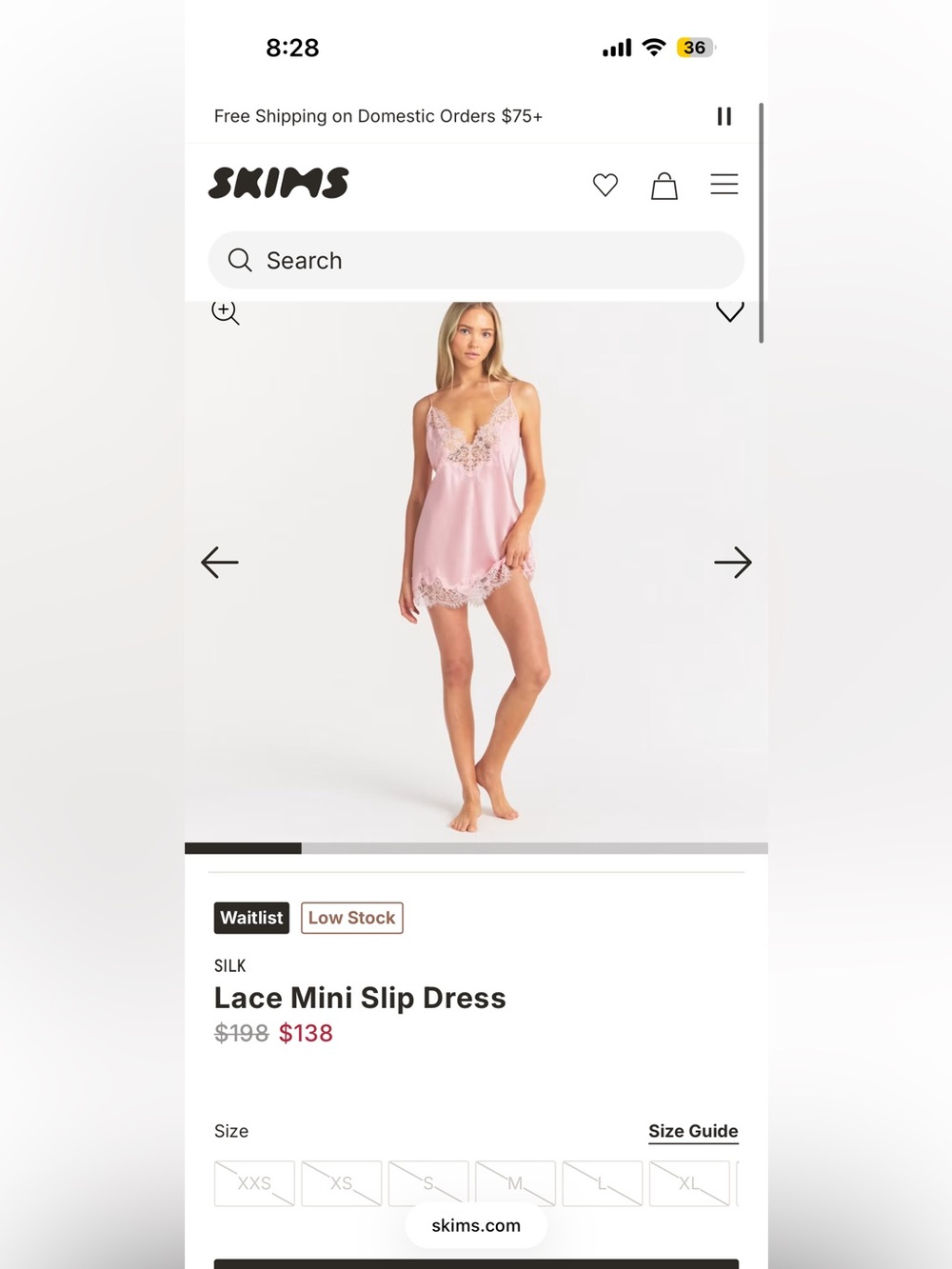 SKIMS Silk Lace Mini Slip Dress - Peony - Picture 7 of 7